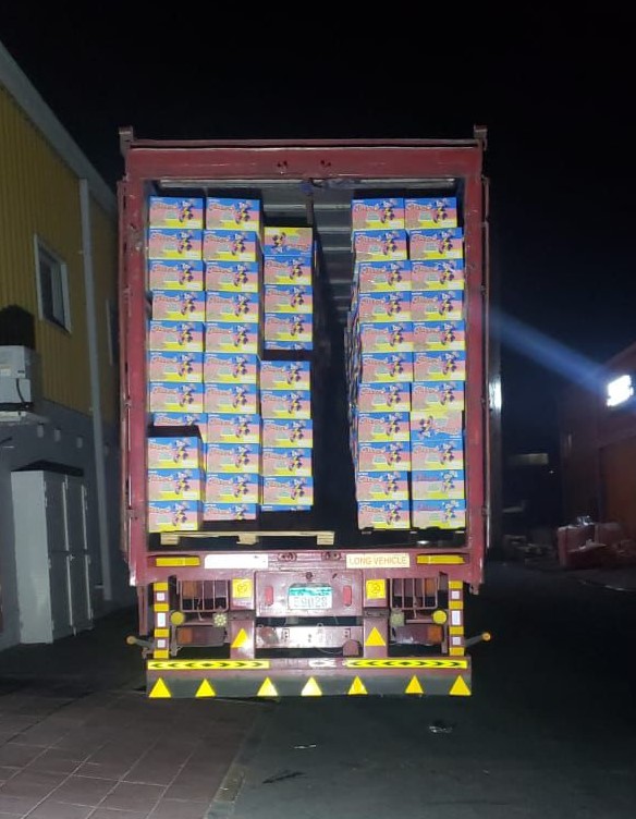 Carton delivery trucks transporting cargo